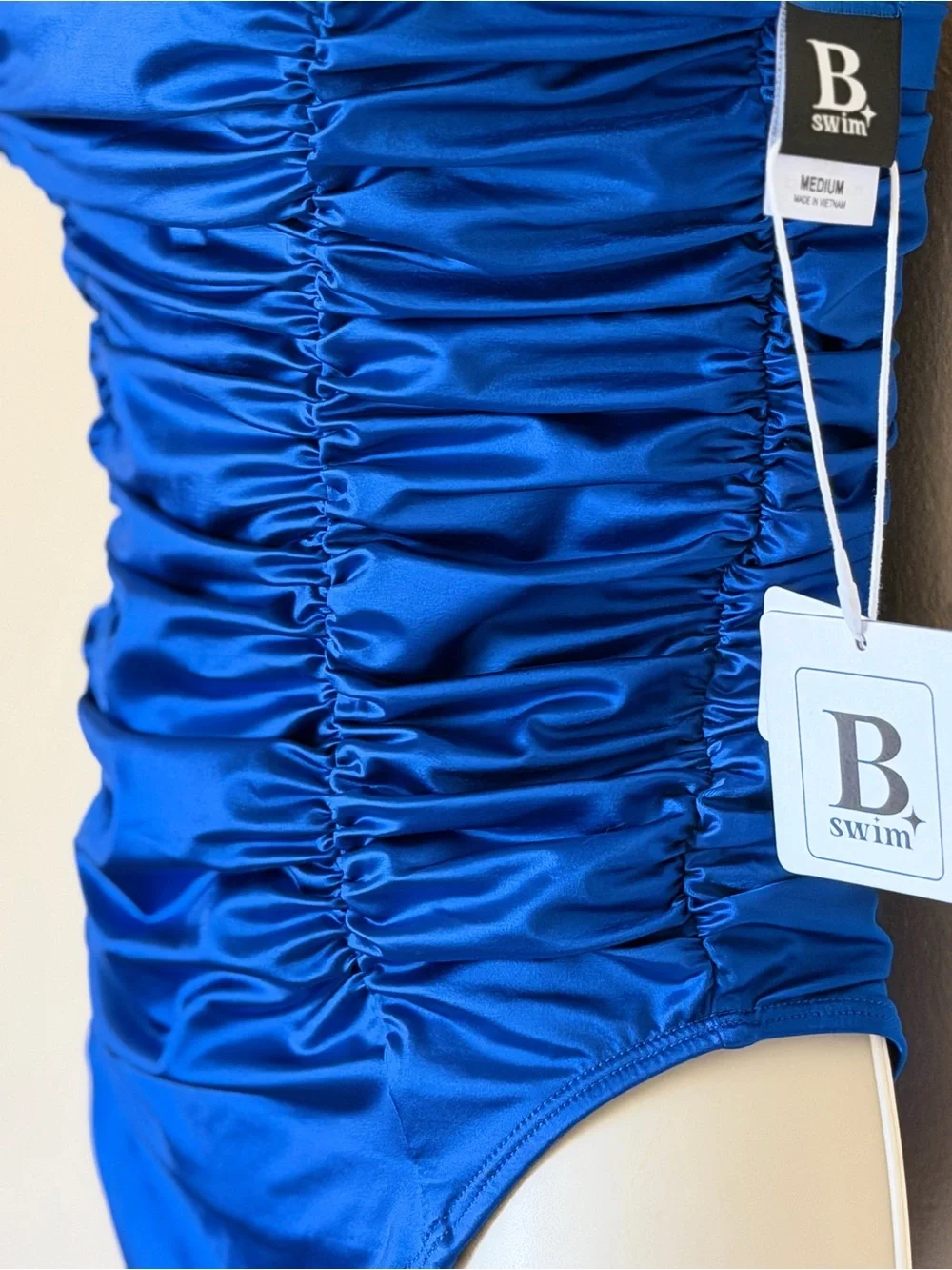 NWT Satin Tsunami Cobalt Sky Blue B swim Swimsuit Size Medium
